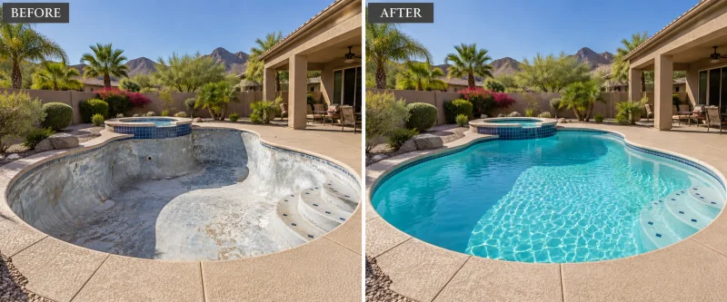 Illustrative transformation concept: A pool interior, reimagined