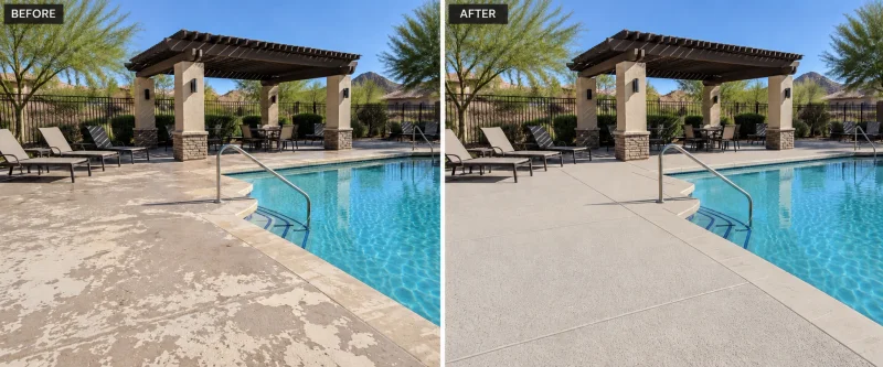 Illustrative transformation concept: A pool interior, reimagined